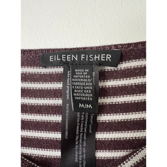 Eileen Fisher Bateau-Neck Brown White Stripe Sweater Sz M - Picture 6 of 8